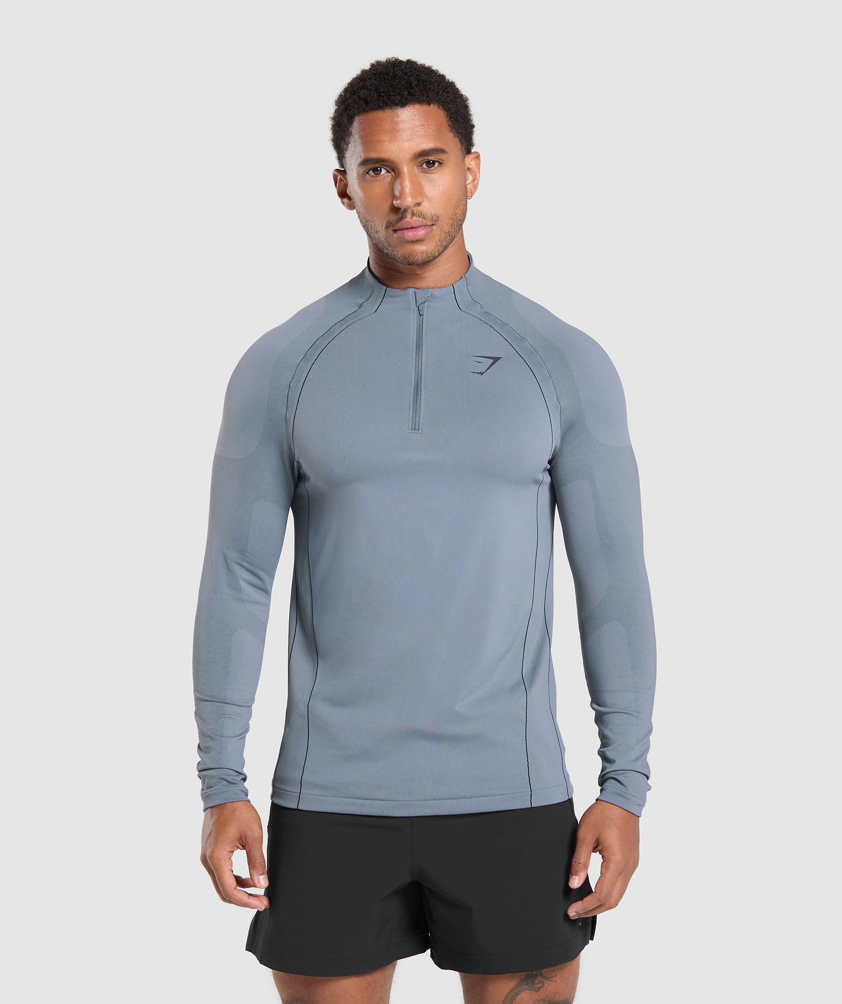 Apex Seamless 1/4 Zip - S, Light Grey/Medium Grey